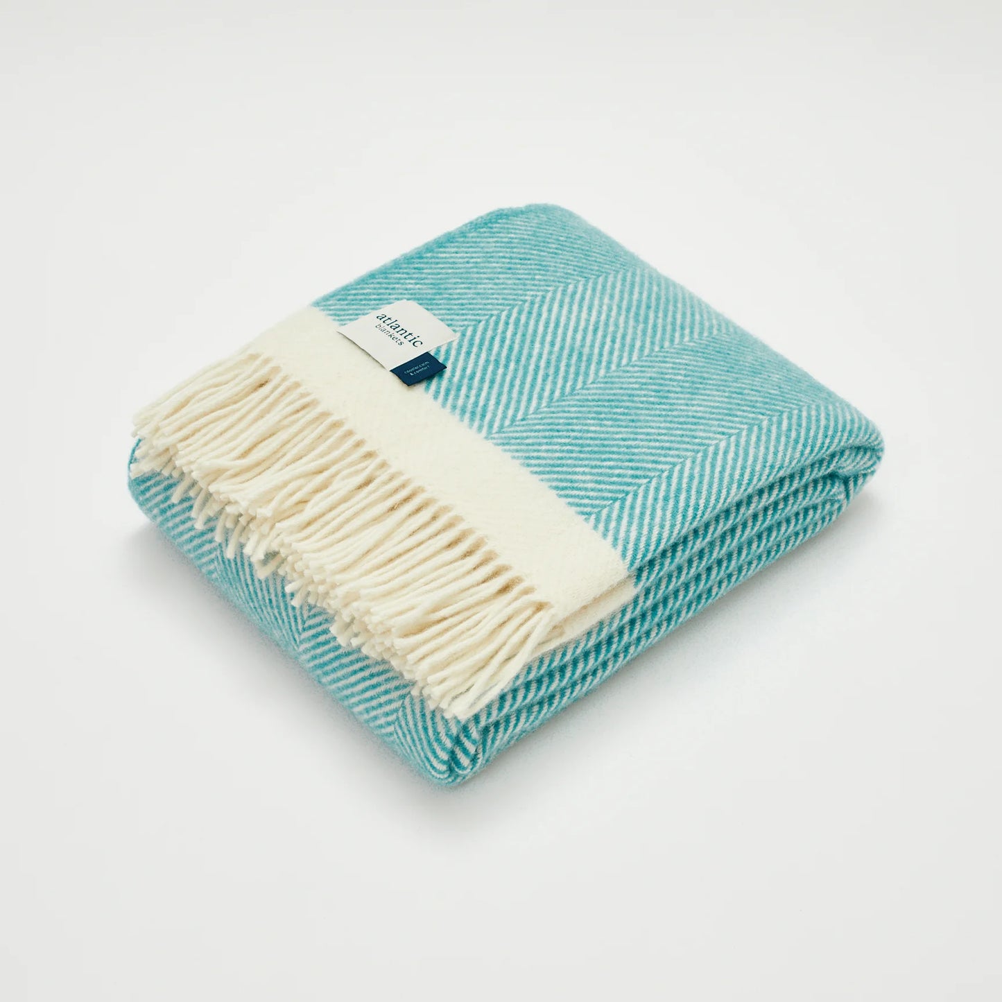 Turquoise Herringbone Wool Blanket